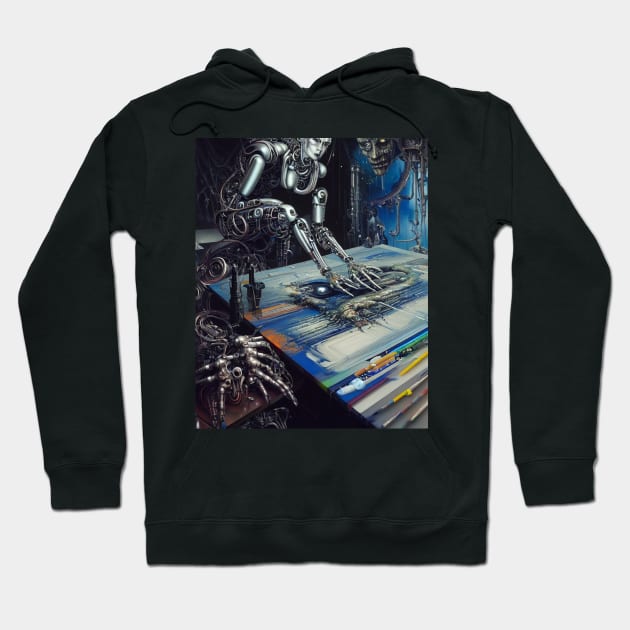 Cyborg Robot Painter Gothic Hoodie by Horton Cyborgrobot